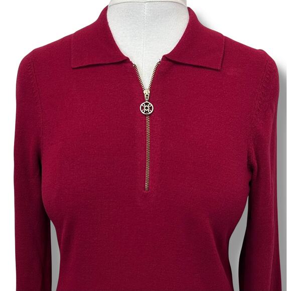 Designers Originals Vintage Luxe 360 Women’s Quarter Zip Pullover Sweater Red M - Picture 2 of 9
